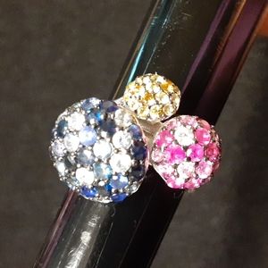 925 Shades of Multi Sapphire. Blue, Pink & Yellow. Price Is Firm.